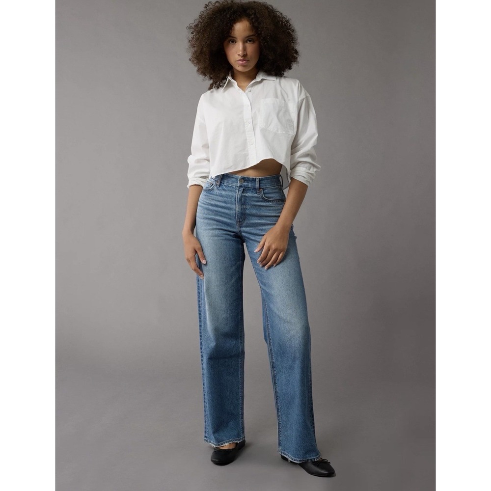 American Eagle Jeans Women's 14 Strigid Curvy Super High Rise Baggy Straight NWT
